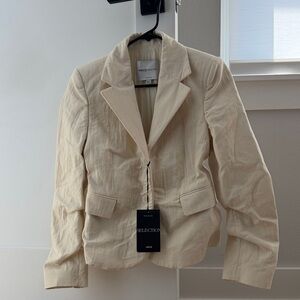 MNG Cream Rouched Blazer